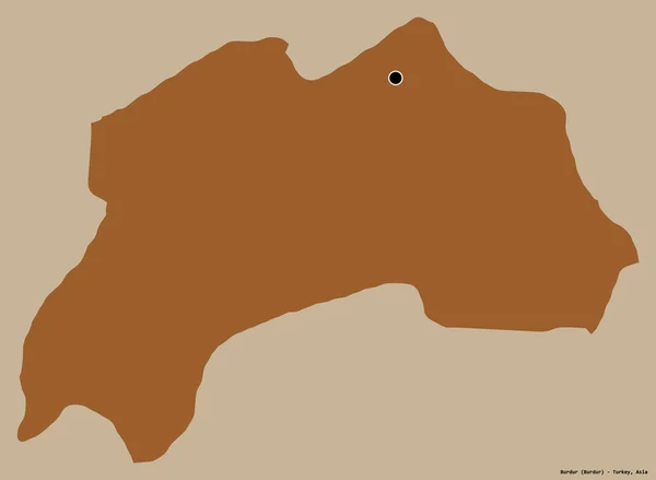 Форма Бурдур Провінція Туреччина Своєю Столицею Ізольованою Суцільному Кольоровому Тлі — стокове фото