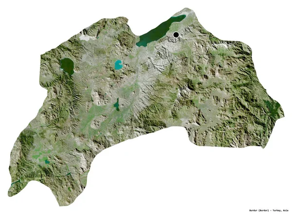 Forma Burdur Provincia Turchia Con Sua Capitale Isolata Sfondo Bianco — Foto Stock