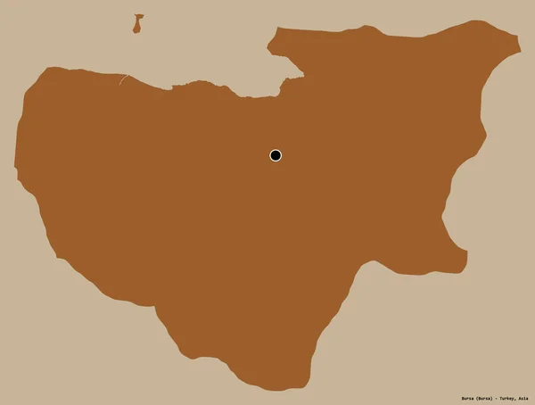 Forma Bursa Provincia Turquía Con Capital Aislada Sobre Fondo Color —  Fotos de Stock
