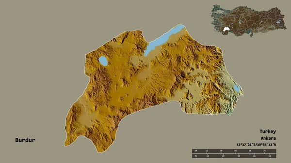 Shape Burdur Provinz Der Türkei Mit Seiner Hauptstadt Isoliert Auf — Stockfoto