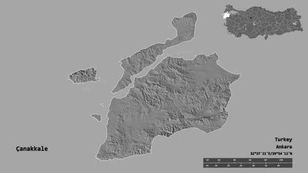 Gestalt Von Canakkale Provinz Der Türkei Mit Seiner Hauptstadt Isoliert — Stockfoto