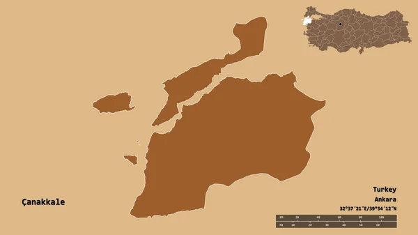 Форма Чанаккале Провинция Турции Столицей Изолированы Прочном Фоне Дистанционный Масштаб — стоковое фото