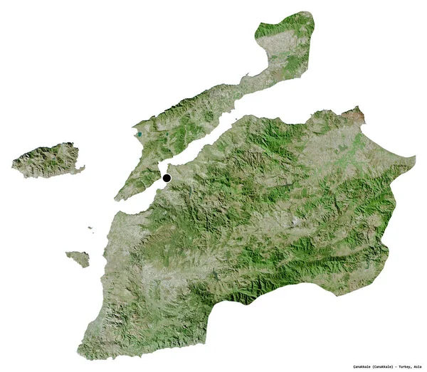 Форма Чанаккале Провинция Турции Столицей Изолированной Белом Фоне Спутниковые Снимки — стоковое фото