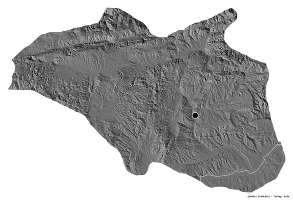 Форма Канкири Провинция Турции Столицей Изолированной Белом Фоне Карта Рельефа — стоковое фото