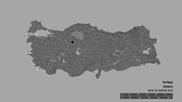 Törökország Kiszáradt Alakja Fővárosával Regionális Körzettel Különálló Cankiri Területtel Címkék — Stock Fotó