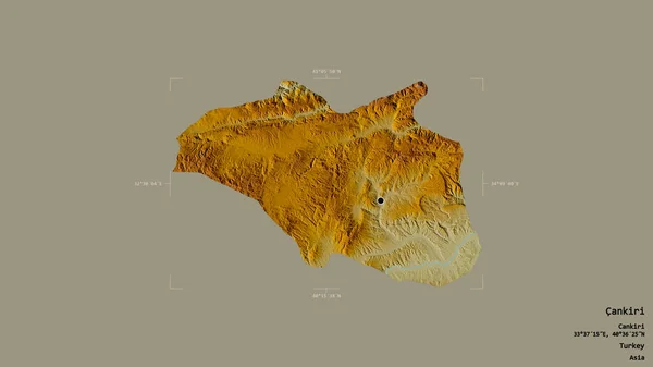 トルコの州 カンキリの地域は 洗練された境界ボックスにしっかりとした背景に隔離されています ラベル 地形図 3Dレンダリング — ストック写真