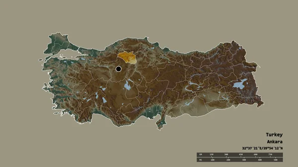 Forma Desnaturalizada Turquía Con Capital División Regional Principal Zona Separada — Foto de Stock