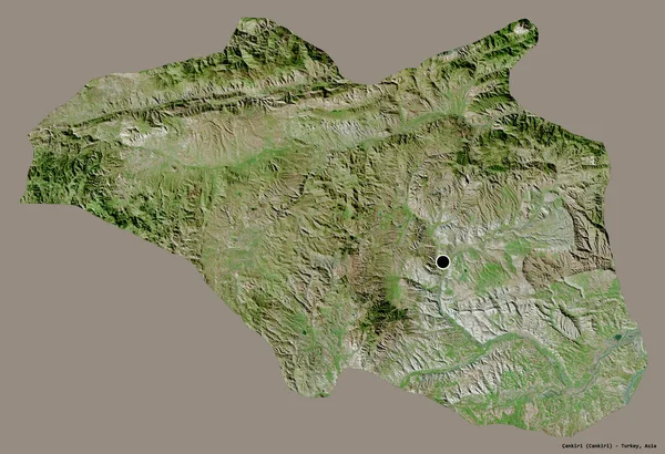土耳其坎基里省的形状 其首都以纯色背景隔离 卫星图像 3D渲染 — 图库照片