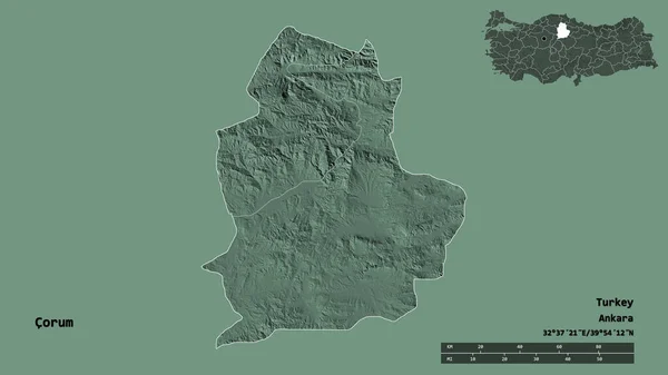 Form Von Corum Provinz Der Türkei Mit Seiner Hauptstadt Isoliert — Stockfoto