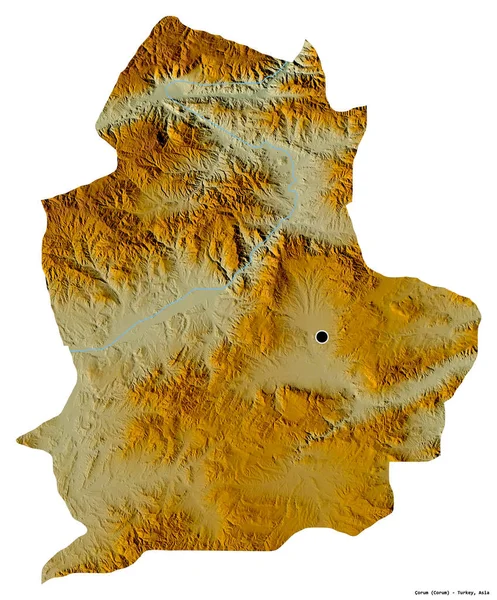 トルコの州であるコラムの形で 首都は白い背景に孤立しています 地形図 3Dレンダリング — ストック写真