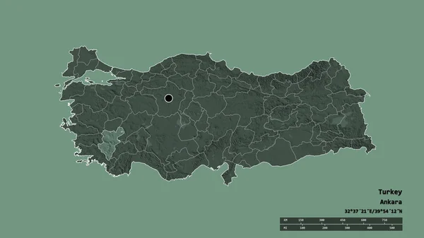 Ερειπωμένο Σχήμα Της Τουρκίας Πρωτεύουσα Κύρια Περιφερειακή Διαίρεση Και Διαχωρισμένη — Φωτογραφία Αρχείου