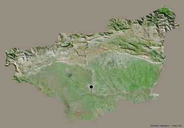 Türkiye 'nin Diyarbakır ilinin şekli, başkenti sağlam bir renk arkaplanı ile izole edilmiş. Uydu görüntüleri. 3B görüntüleme