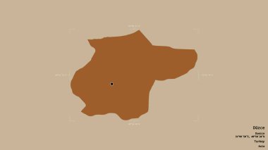 Türkiye 'nin Duzce ilçesi bir sınır kutusunda sağlam bir zemin üzerinde izole edilmiş durumda. Etiketler. Desenli dokuların bileşimi. 3B görüntüleme