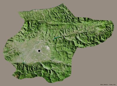 Türkiye 'nin Duzce ilinin başkenti, koyu renk arka planda izole edilmiş. Uydu görüntüleri. 3B görüntüleme