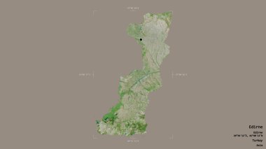 Türkiye 'nin Edirne ilçesi bir sınır kutusunda sağlam bir zemin üzerinde izole edilmiş durumda. Etiketler. Uydu görüntüleri. 3B görüntüleme