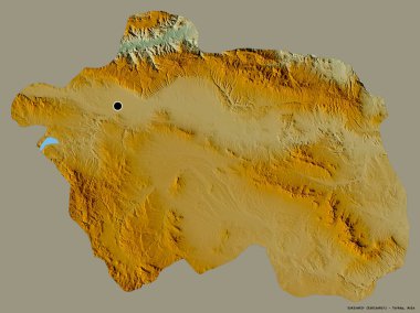 Türkiye 'nin Eskisehir ilinin başkenti, koyu renk arka planda izole edilmiştir. Topografik yardım haritası. 3B görüntüleme