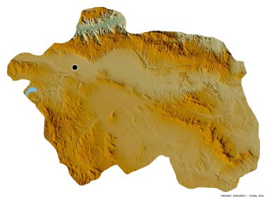 Türkiye 'nin Eskisehir ilinin başkenti beyaz arka planda izole edilmiştir. Topografik yardım haritası. 3B görüntüleme