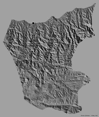 Türkiye 'nin Giresun eyaleti, başkenti katı renk arka planında izole edilmiş. Çift seviyeli yükseklik haritası. 3B görüntüleme