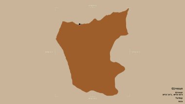 Türkiye 'nin Giresun ilçesi, jeoreferatlı bir sınır kutusunda sağlam bir zemin üzerinde izole edilmiş durumda. Etiketler. Desenli dokuların bileşimi. 3B görüntüleme