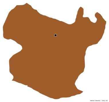 Türkiye 'nin Gumushane ilçesinin başkenti beyaz arka planda izole edilmiştir. Desenli dokuların bileşimi. 3B görüntüleme