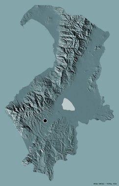 Türkiye 'nin Hatay ilinin başkenti, koyu renk arka planda izole edilmiştir. Renkli yükseklik haritası. 3B görüntüleme