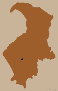 Türkiye 'nin Hatay ilinin başkenti, koyu renk arka planda izole edilmiştir. Desenli dokuların bileşimi. 3B görüntüleme