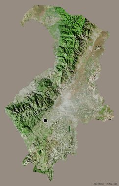 Türkiye 'nin Hatay ilinin başkenti, koyu renk arka planda izole edilmiştir. Uydu görüntüleri. 3B görüntüleme