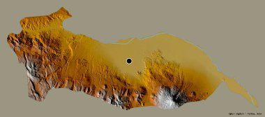 Türkiye 'nin Igdr ilçesinin başkenti katı bir renk arkaplanı ile izole edilmiştir. Topografik yardım haritası. 3B görüntüleme