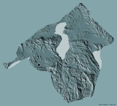 Türkiye 'nin Isparta ilinin başkenti, katı bir renk arkaplanı ile izole edilmiştir. Renkli yükseklik haritası. 3B görüntüleme