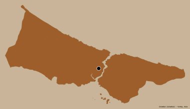 İstanbul, Türkiye 'nin başkenti, koyu renk arka planda izole edilmiş. Desenli dokuların bileşimi. 3B görüntüleme