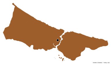 Başkenti beyaz arka planda izole edilmiş olan İstanbul, Türkiye 'nin şekli. Desenli dokuların bileşimi. 3B görüntüleme