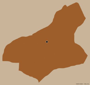 Türkiye 'nin Karabuk ilinin başkenti, koyu renk arka planda izole edilmiş. Desenli dokuların bileşimi. 3B görüntüleme