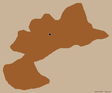 Türkiye 'nin Karaman ilçesinin başkenti, koyu renk arka planda izole edilmiş. Desenli dokuların bileşimi. 3B görüntüleme