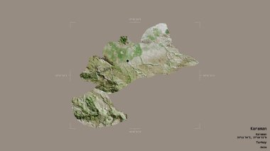 Türkiye 'nin Karaman ilçesi, jeoreferatlı bir sınır kutusunda sağlam bir zemin üzerinde izole edildi. Etiketler. Uydu görüntüleri. 3B görüntüleme