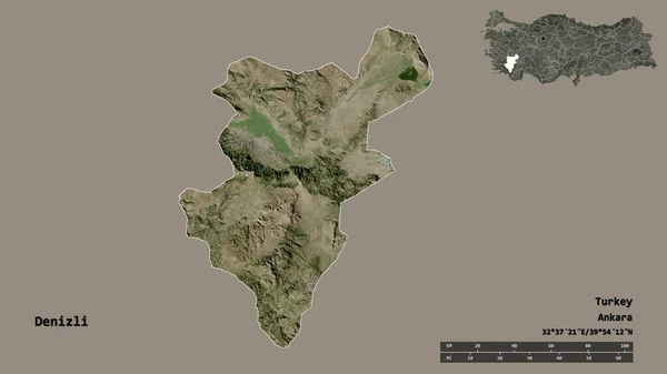 Forma Denizli Provincia Turquía Con Capital Aislada Sobre Fondo Sólido —  Fotos de Stock
