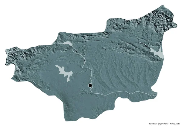 Forme Diyarbakr Province Turquie Avec Capitale Isolée Sur Fond Blanc — Photo