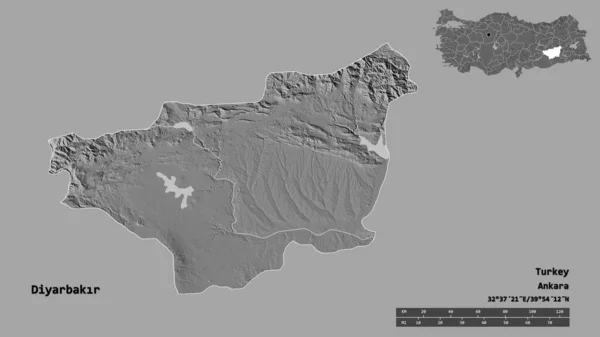 Gestalt Von Diyarbakr Provinz Der Türkei Mit Seiner Hauptstadt Isoliert — Stockfoto