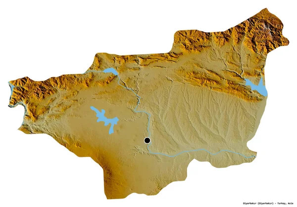 Forme Diyarbakr Province Turquie Avec Capitale Isolée Sur Fond Blanc — Photo