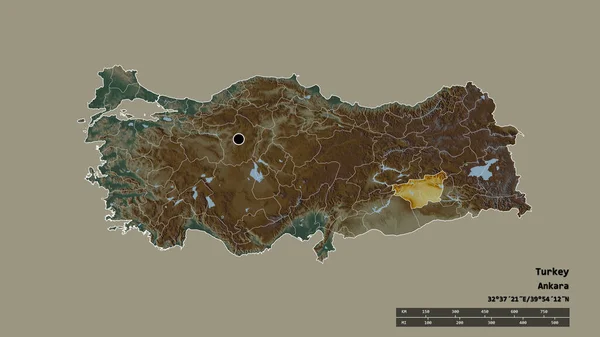 Forma Desnaturalizada Turquía Con Capital División Regional Principal Zona Separada — Foto de Stock