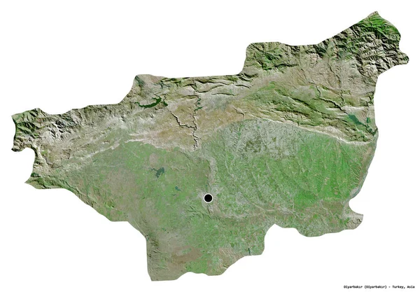 土耳其Diyarbakr形状 其首都为白色背景 与世隔绝 卫星图像 3D渲染 — 图库照片