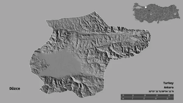 Форма Дузсе Провінція Туреччина Своєю Столицею Ізольованою Твердому Тлі Масштаб — стокове фото