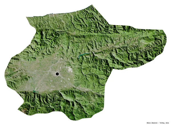 トルコの州であるドゥス県の形で その首都は白い背景に孤立しています 衛星画像 3Dレンダリング — ストック写真