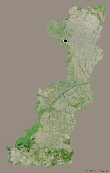 土耳其埃迪尔内的形状 其首都用纯色背景隔开 卫星图像 3D渲染 — 图库照片