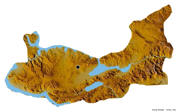 Форма Елазг Провінція Туреччина Столицею Ізольованою Білому Тлі Карта Рельєфу — стокове фото