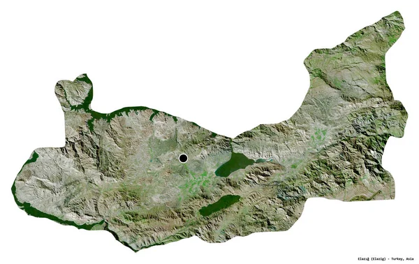 Shape Elazg Province Turkey Its Capital Isolated White Background Satellite — Stock Photo, Image