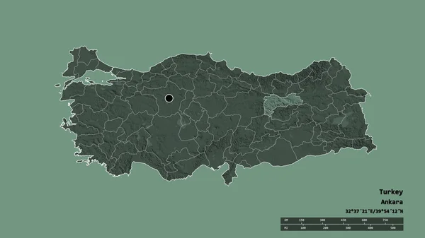 Başkenti Ana Bölgesel Bölünmesi Ayrılmış Erzincan Bölgesiyle Türkiye Nin Dejenere — Stok fotoğraf