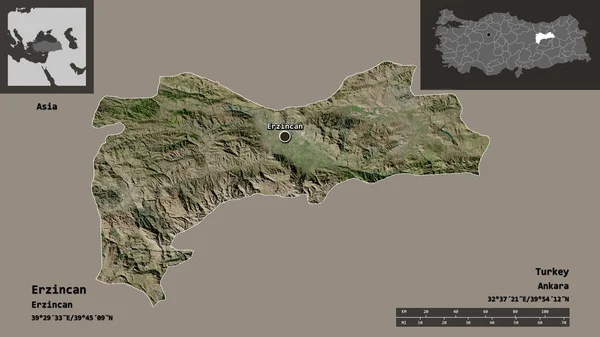 Forma Erzincan Provincia Turquía Capital Escala Distancia Vistas Previas Etiquetas —  Fotos de Stock