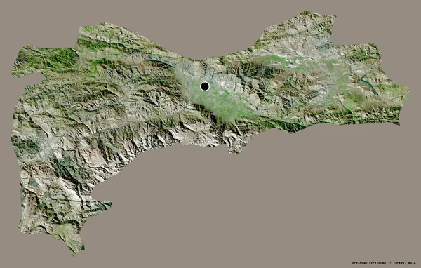 トルコの州 エルジンカンの形は その首都がしっかりとした色の背景に隔離されています 衛星画像 3Dレンダリング — ストック写真