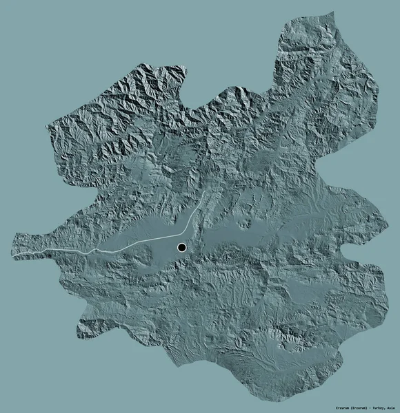 Forma Erzurum Provincia Turchia Con Sua Capitale Isolata Sfondo Tinta — Foto Stock
