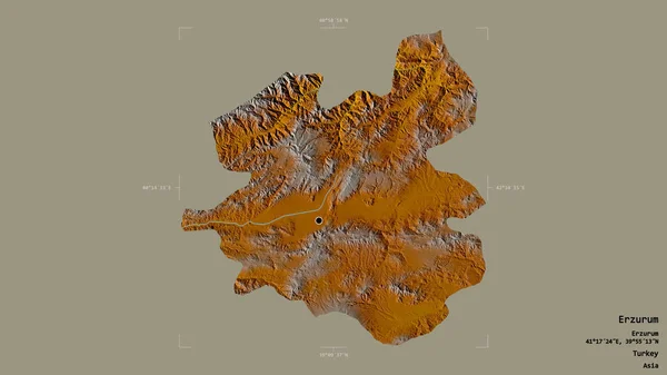 Oblast Erzurum Provincie Turecko Izolovaná Pevném Pozadí Georeferenčním Hraničním Poli — Stock fotografie